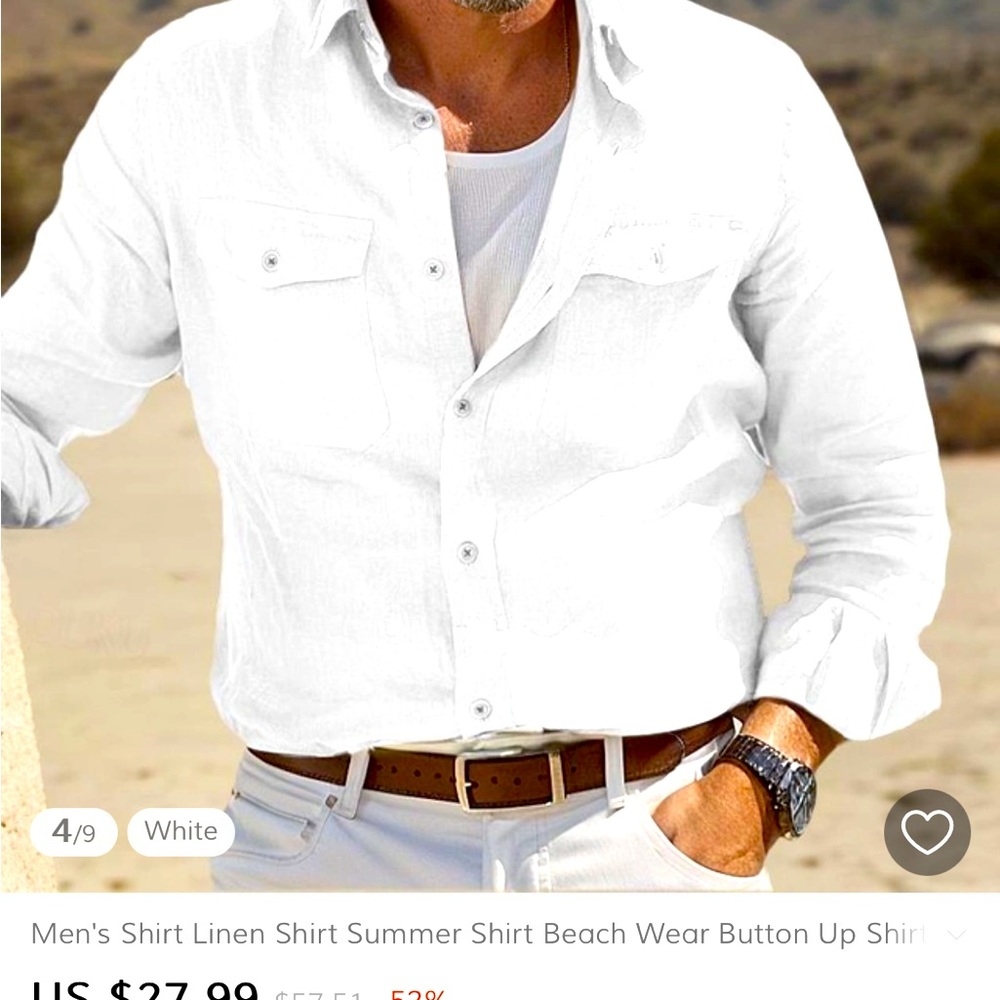 White Linen Button-Up Shirt